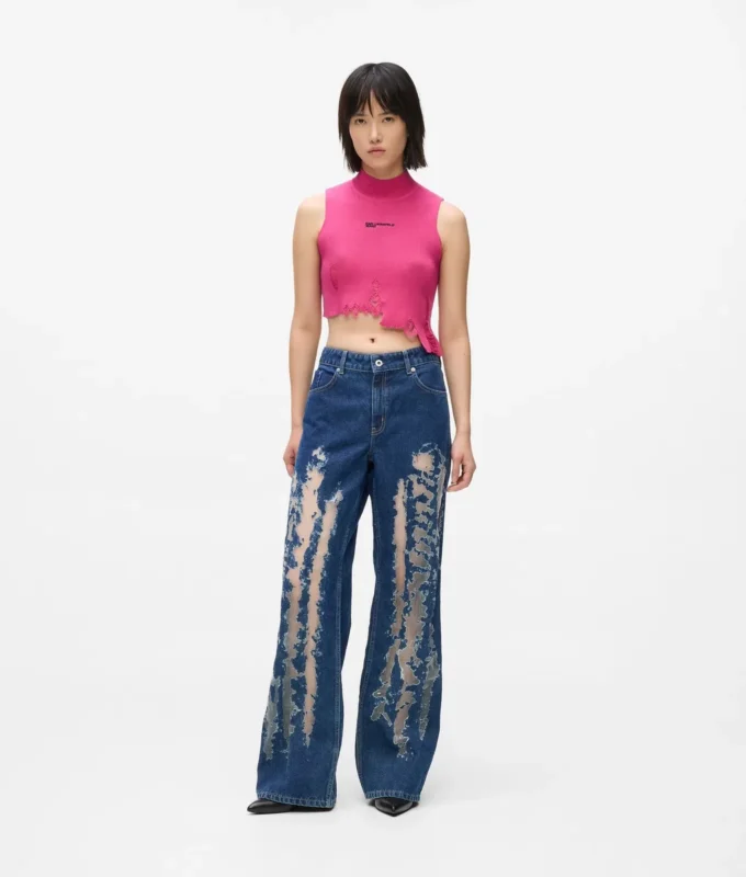 Slidte jeans med mellemhøj talje og afslappet pasform