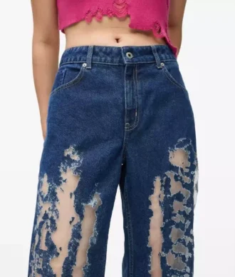Slidte jeans med mellemhøj talje og afslappet pasform