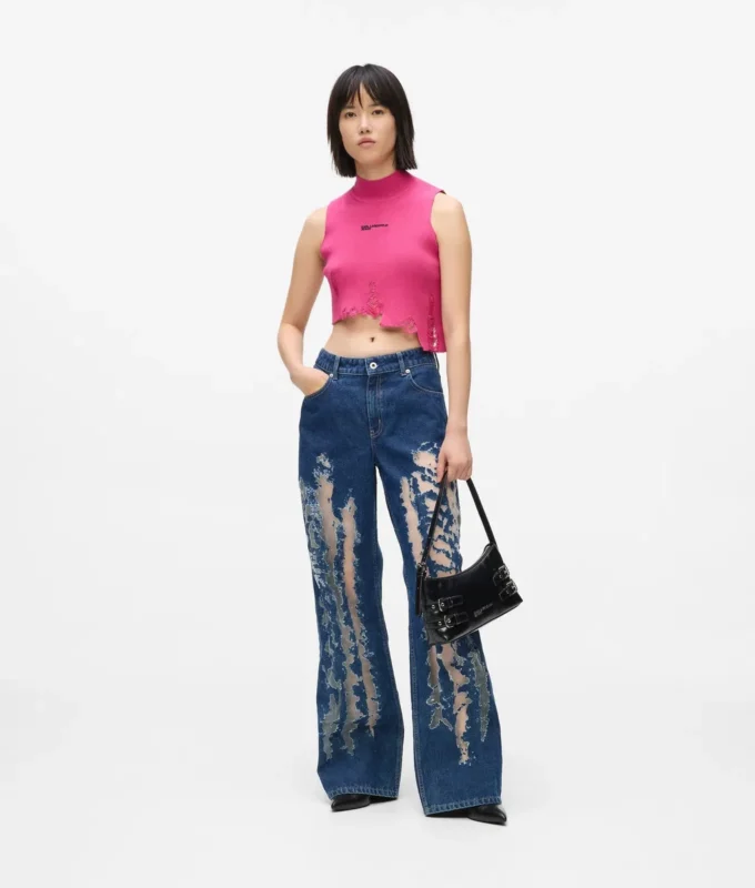 Slidte jeans med mellemhøj talje og afslappet pasform