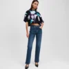 SPLIT-HEM HIGH-RISE STRAIGHT JEANS