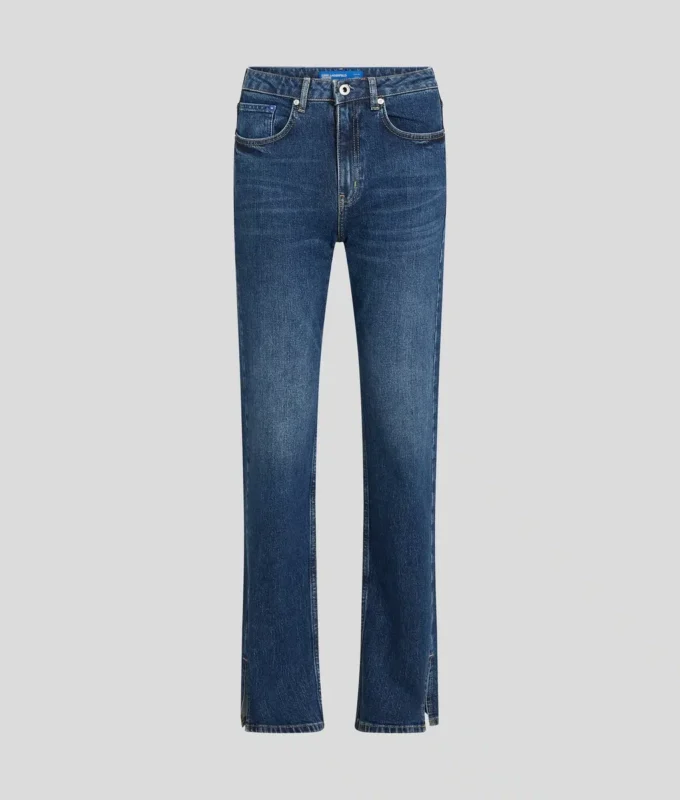SPLIT-HEM HIGH-RISE STRAIGHT JEANS