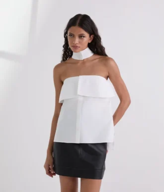 STRAPLESS POPLIN SKJORTE