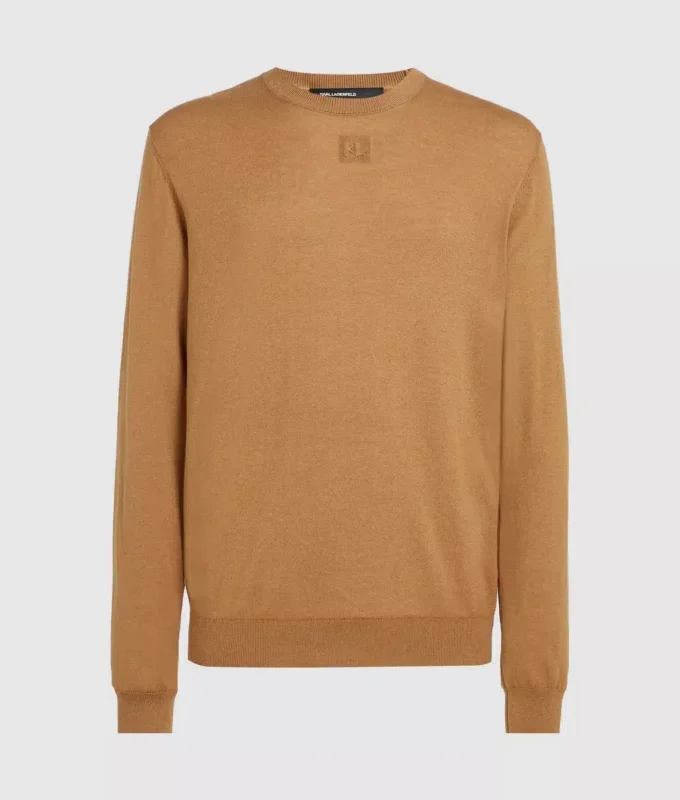 Strikket sweater med rund hals