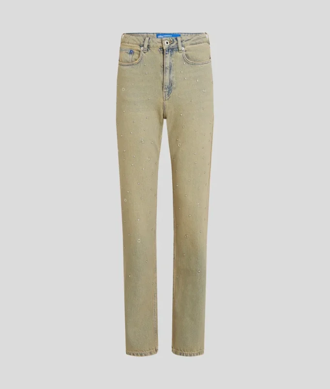 STUDDED HIGH-RISE STRAIGHT JEANS
