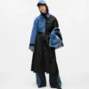 Trenchcoat med denimpaneler