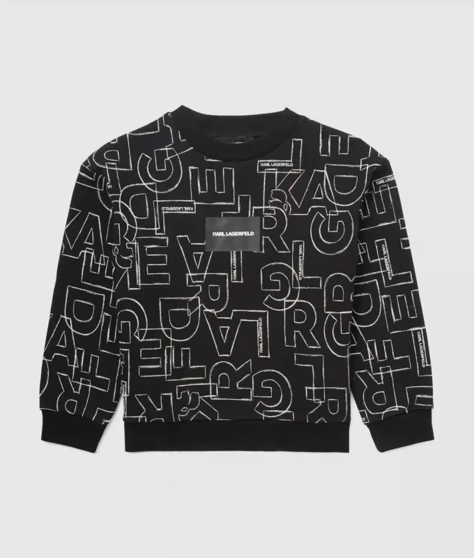 Sweatshirt med allover-print til drenge