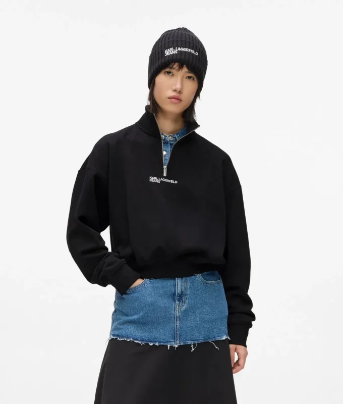 Sweatshirt med halv lynlås
