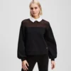 SWEATSHIRT MED POPLIN-KRAGE