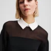 SWEATSHIRT MED POPLIN-KRAGE