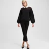 SWEATSHIRT MED POPLIN-KRAGE