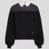 SWEATSHIRT MED POPLIN-KRAGE