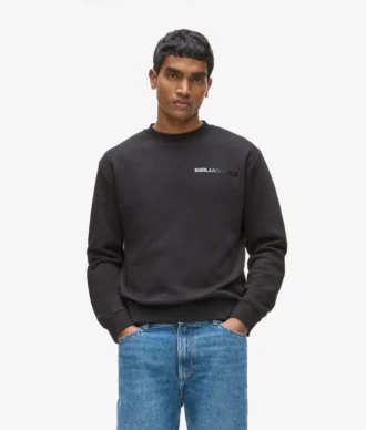 Sweatshirt med rund hals og fløjlslogo