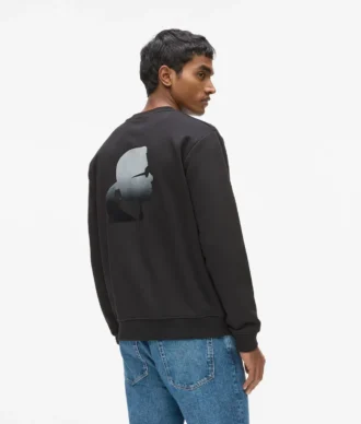 Sweatshirt med rund hals og fløjlslogo