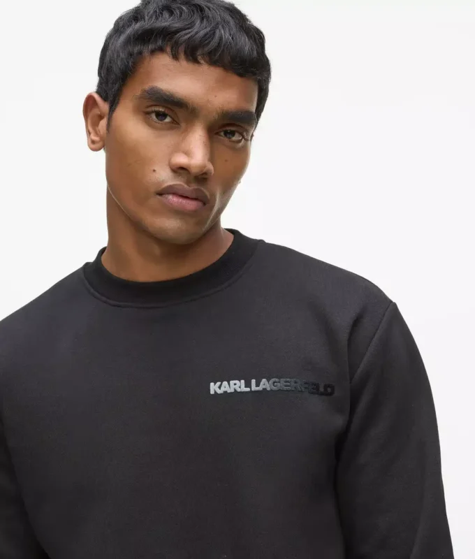 Sweatshirt med rund hals og fløjlslogo