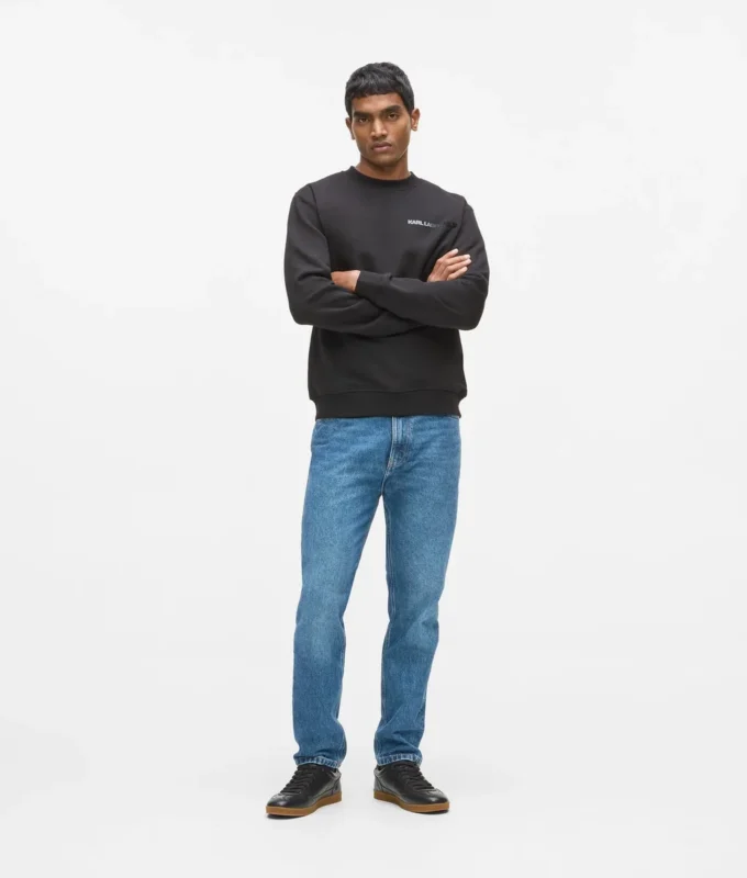 Sweatshirt med rund hals og fløjlslogo