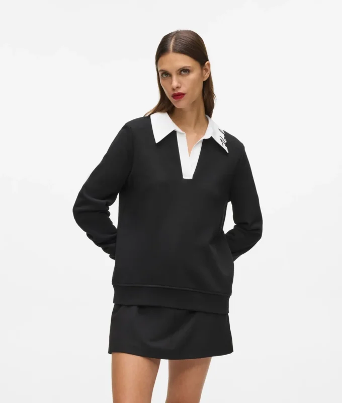 Sweatshirt med signaturkrave