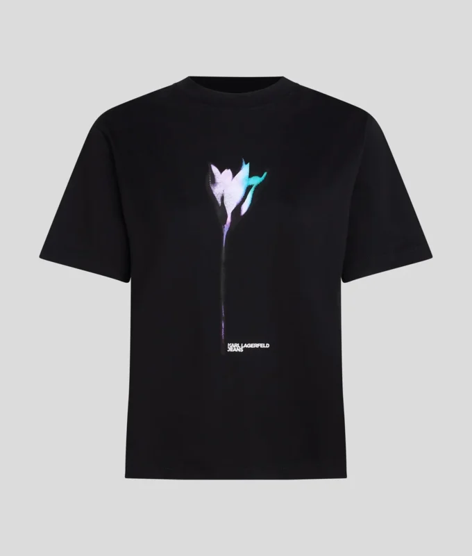 T-SHIRT MED BLOMSTERPRINT