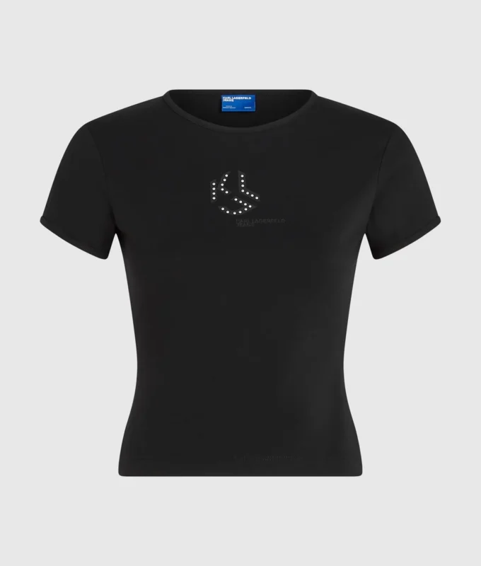 T-shirt med monogram og nitter
