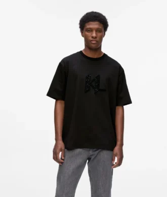 T-shirt med pailletmonogram