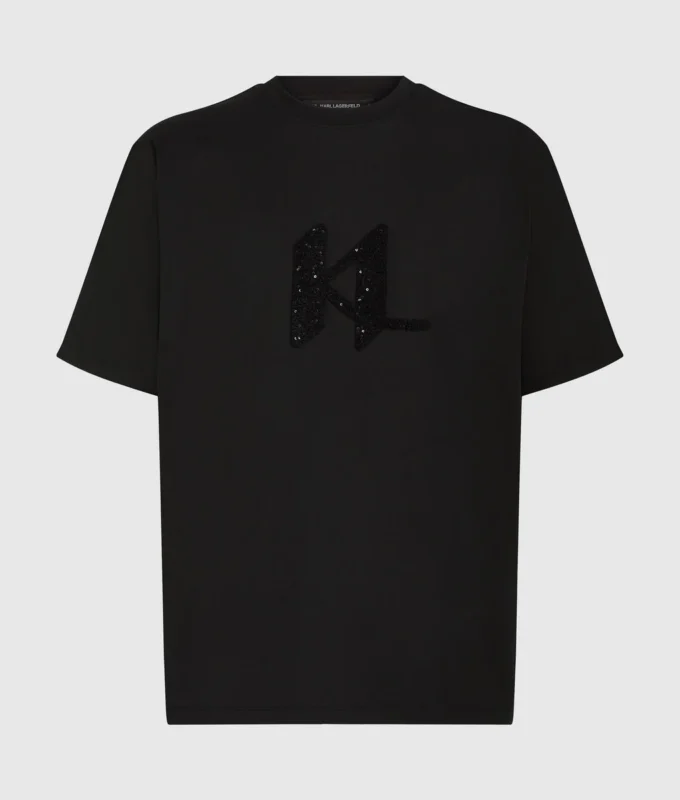 T-shirt med pailletmonogram