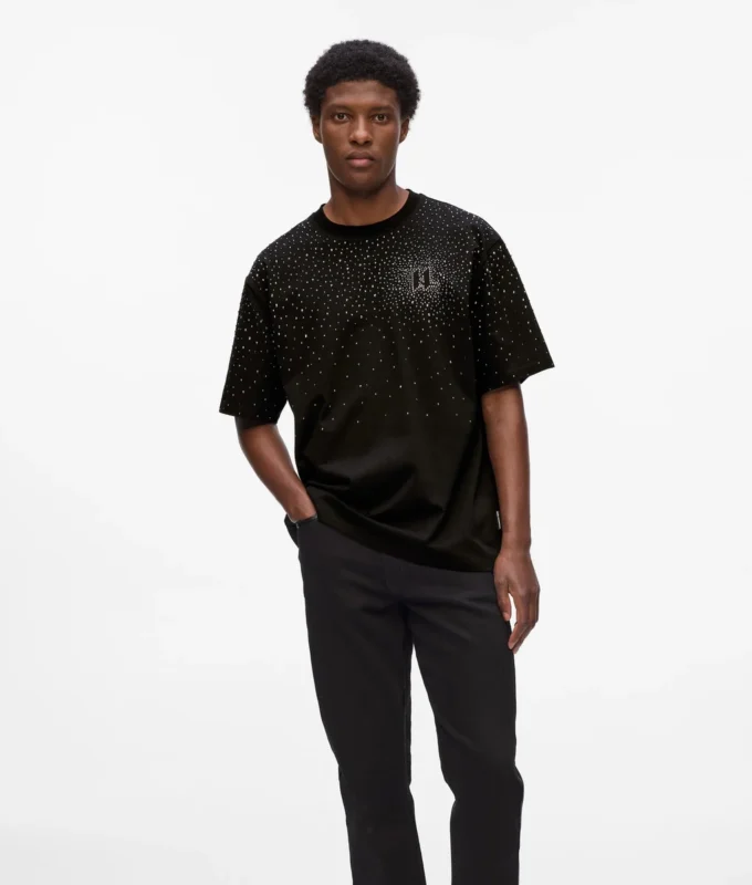 T-shirt med rhinestone-monogram