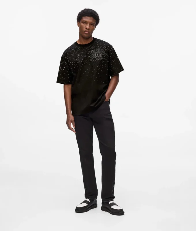 T-shirt med rhinestone-monogram