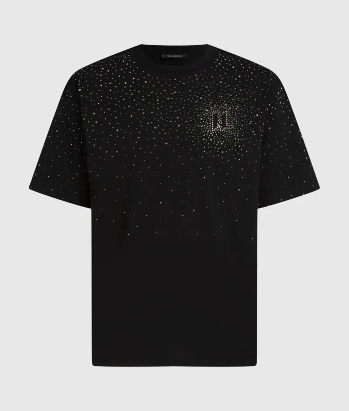 T-shirt med rhinestone-monogram