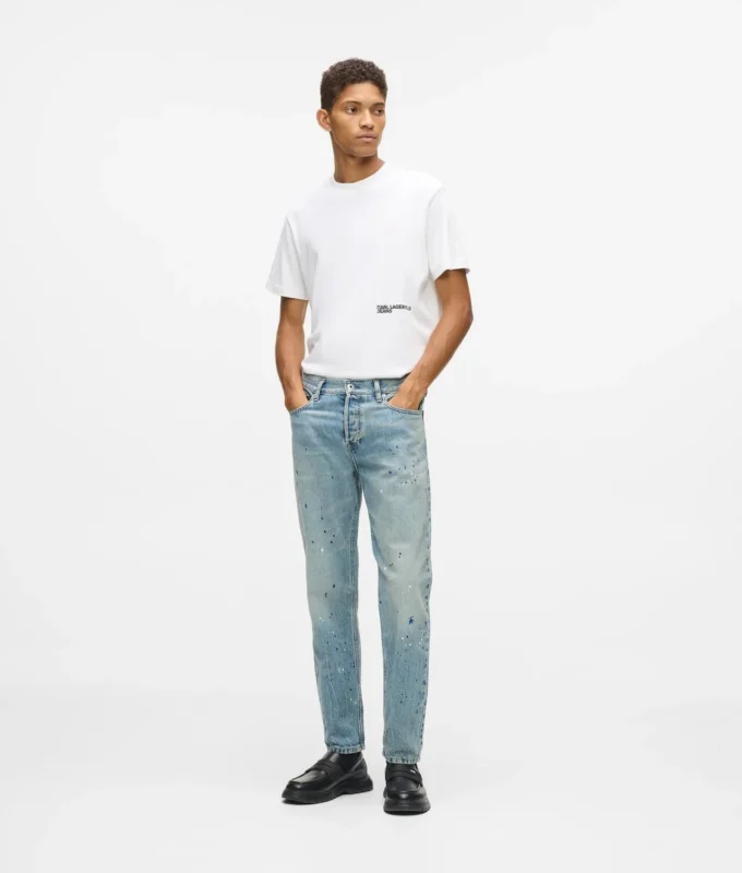 Tapered jeans med malingsstænk