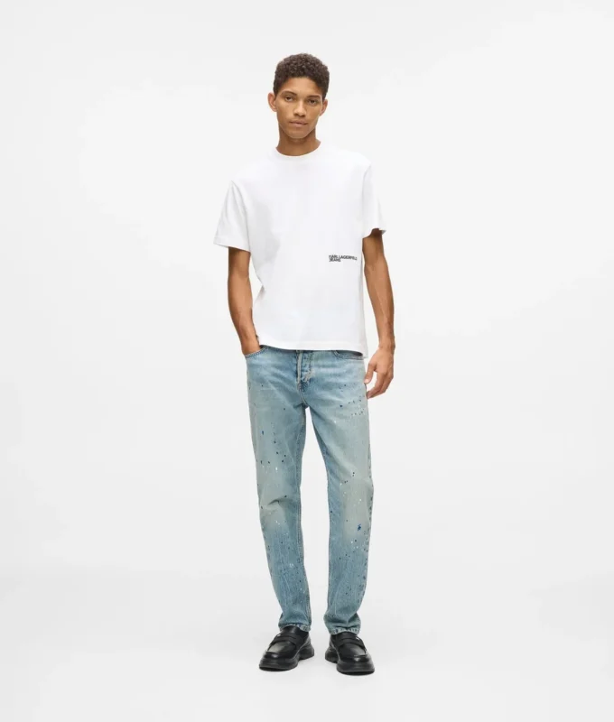 Tapered jeans med malingsstænk