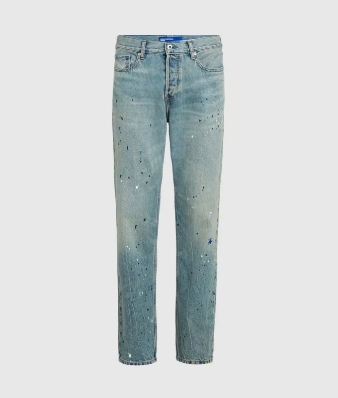 Tapered jeans med malingsstænk