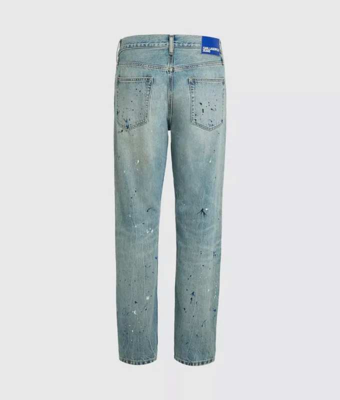 Tapered jeans med malingsstænk