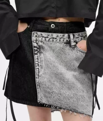 Tofarvet denim miniskirt
