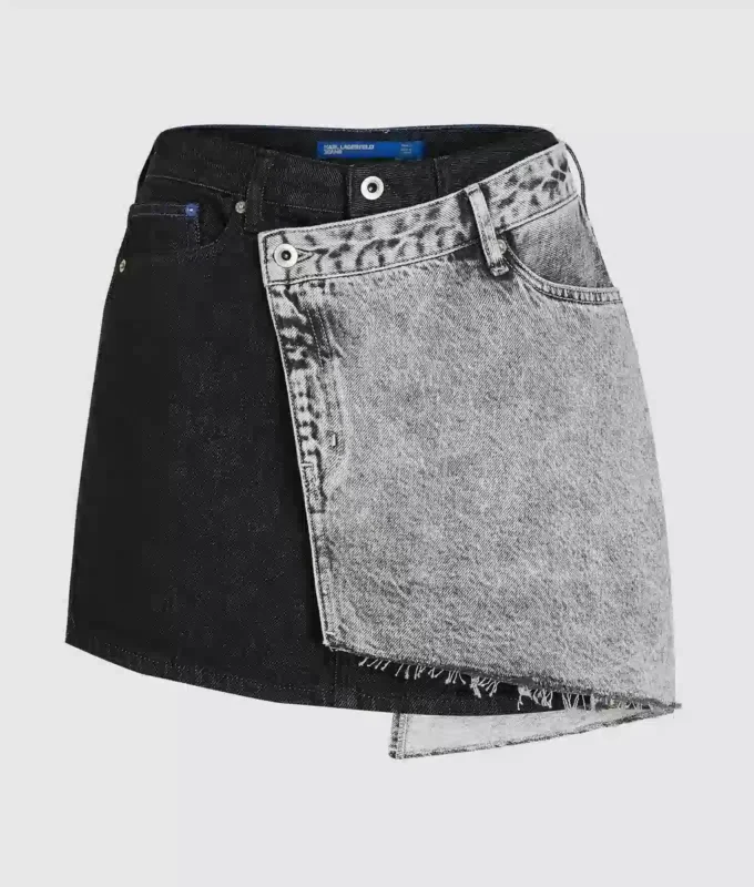 Tofarvet denim miniskirt