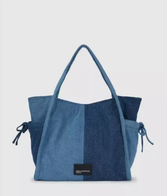 Tofarvet denim-shopper