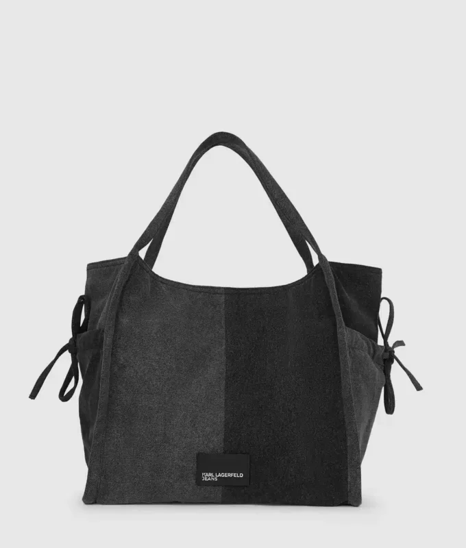 Tofarvet denim-shopper