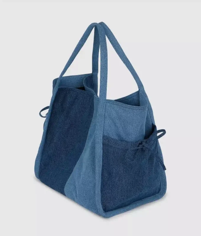 Tofarvet denim-shopper