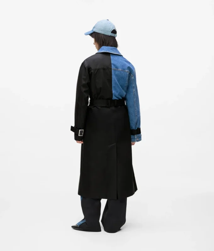 Trenchcoat med denimpaneler