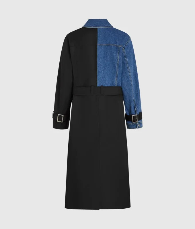 Trenchcoat med denimpaneler