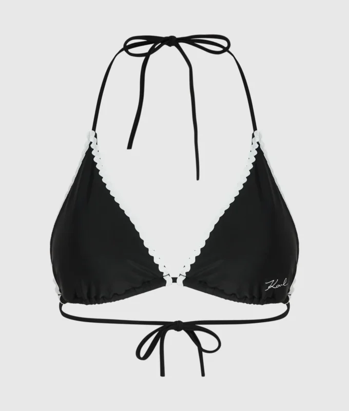 Triangel-bikinitop med bølget kant
