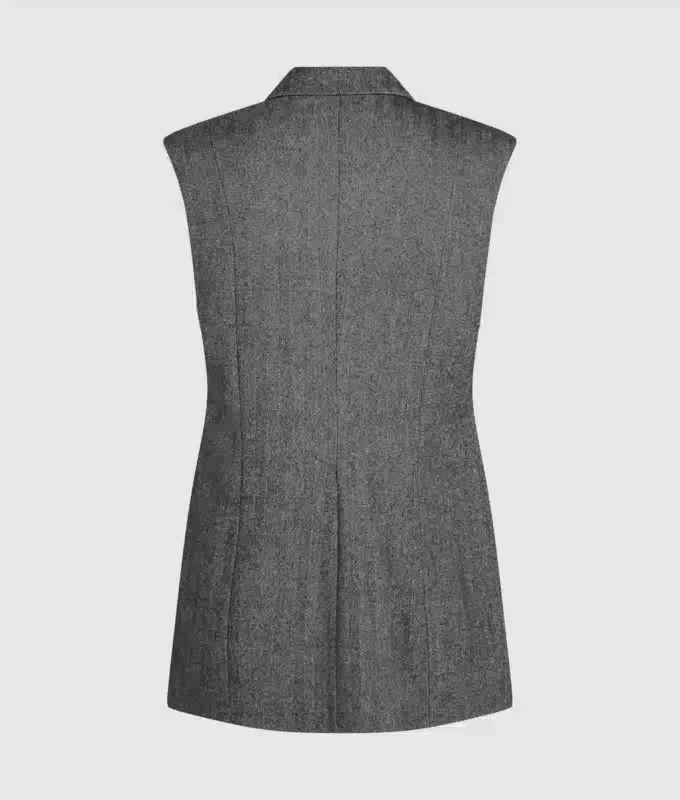 Tweedvest med pailletter på revers