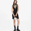V-hals kjole med rhinestone-mesh