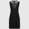 V-hals kjole med rhinestone-mesh