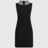 V-hals kjole med rhinestone-mesh