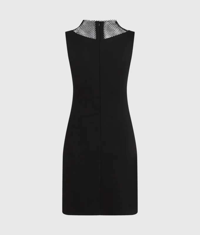 V-hals kjole med rhinestone-mesh