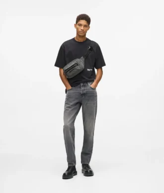 Vasket denim bæltetaske
