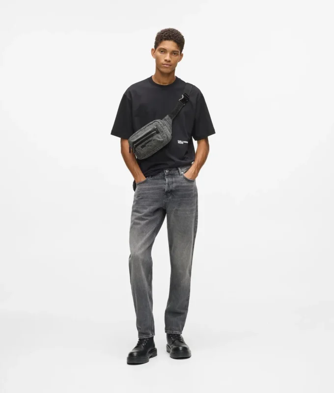 Vasket denim bæltetaske