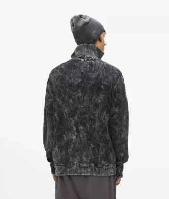 Vasket sweater med lynlås