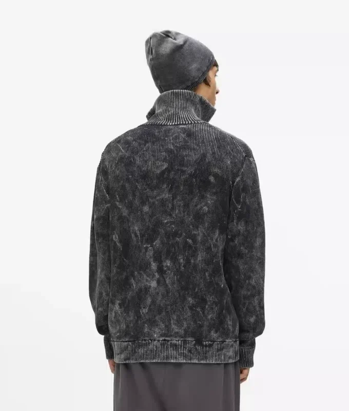 Vasket sweater med lynlås