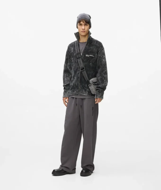 Vasket sweater med lynlås