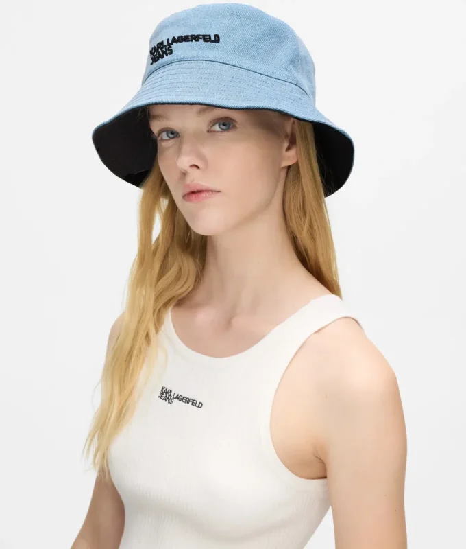 Vendbar denim-bucket hat
